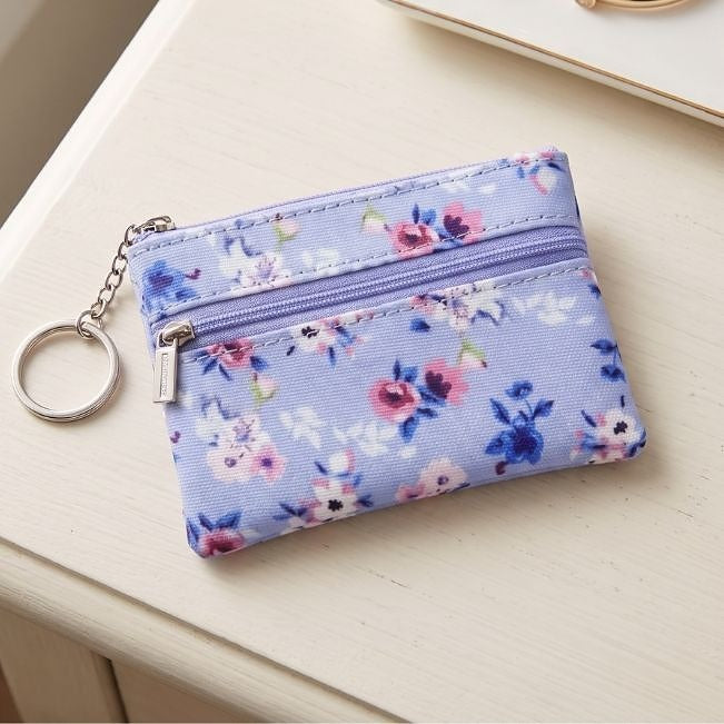Coin Purse: Flowers in Periwinkle 2-Zip
