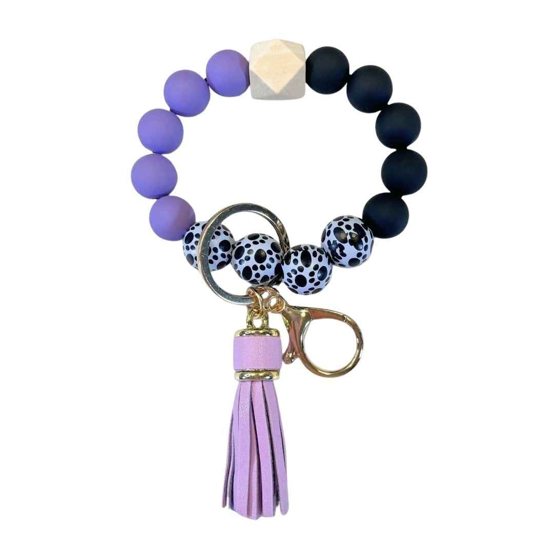 Wristlet-Beaded: Purple Paws