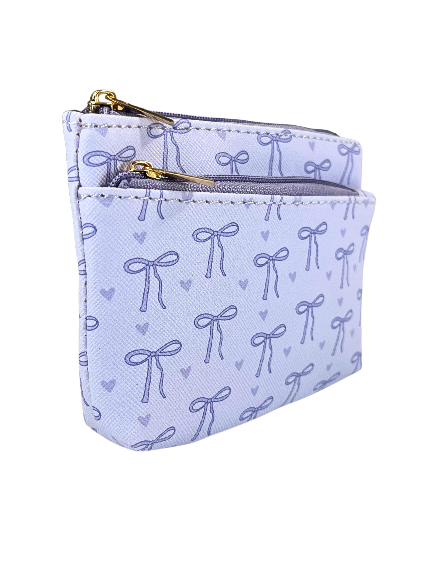 Coin Purse: Purple Bows 2-Zip