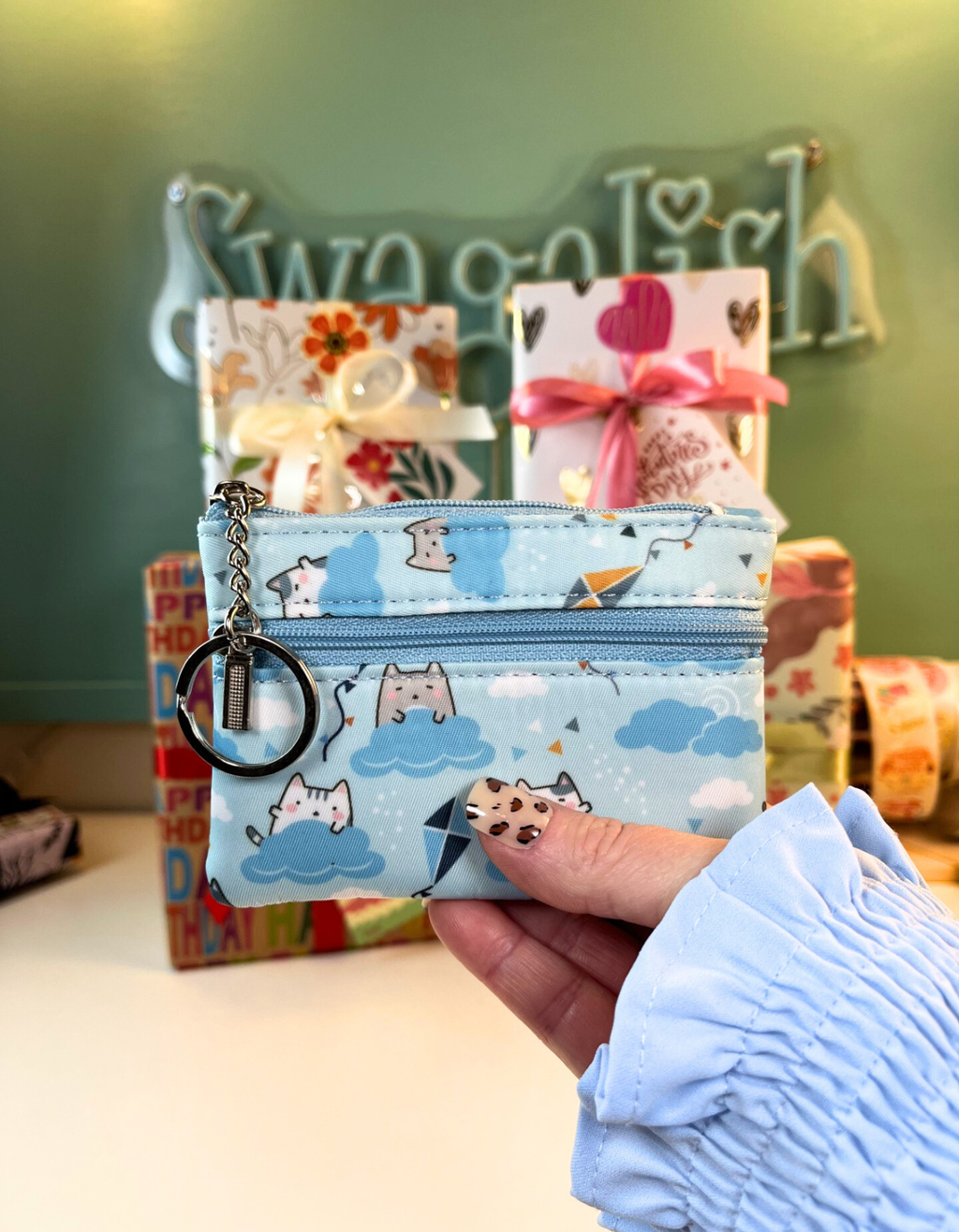 Coin Purse: Kittens in Blue 2-Zip