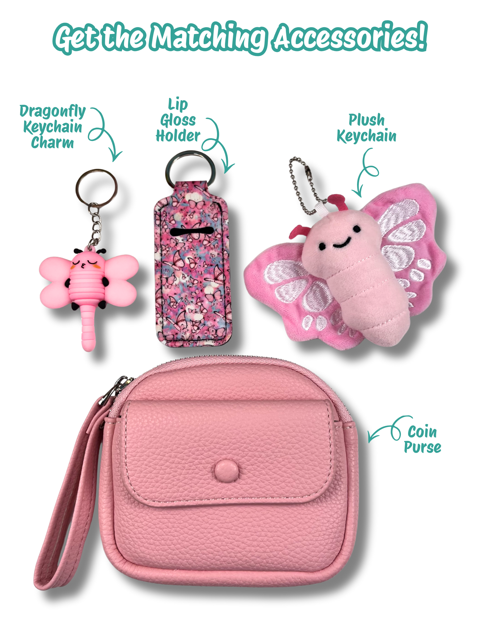 Coin Purse: Pink with Pocket