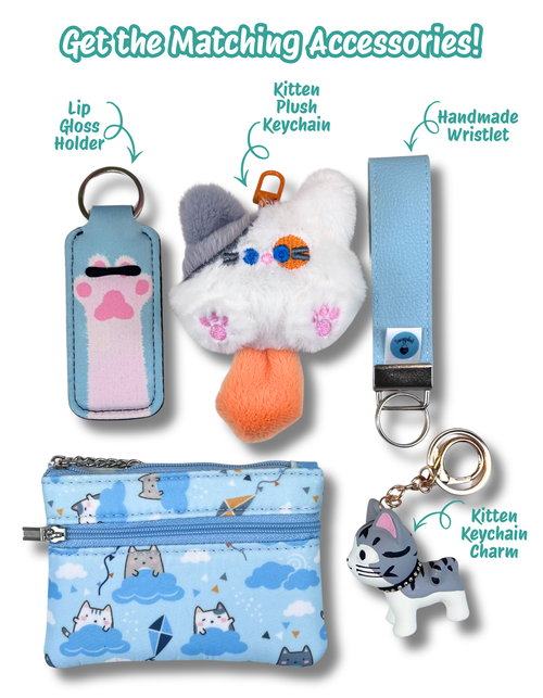 Coin Purse: Kittens in Blue 2-Zip