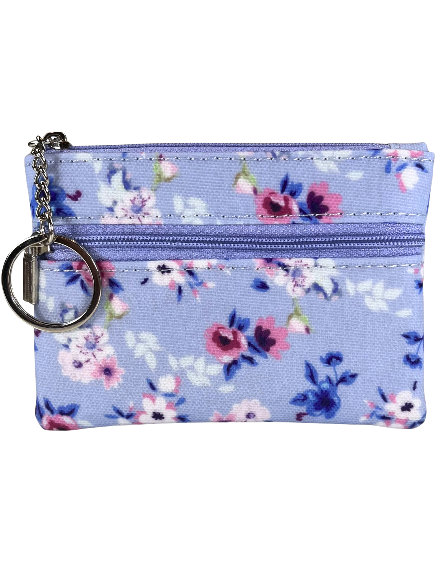 Coin Purse: Flowers in Periwinkle 2-Zip