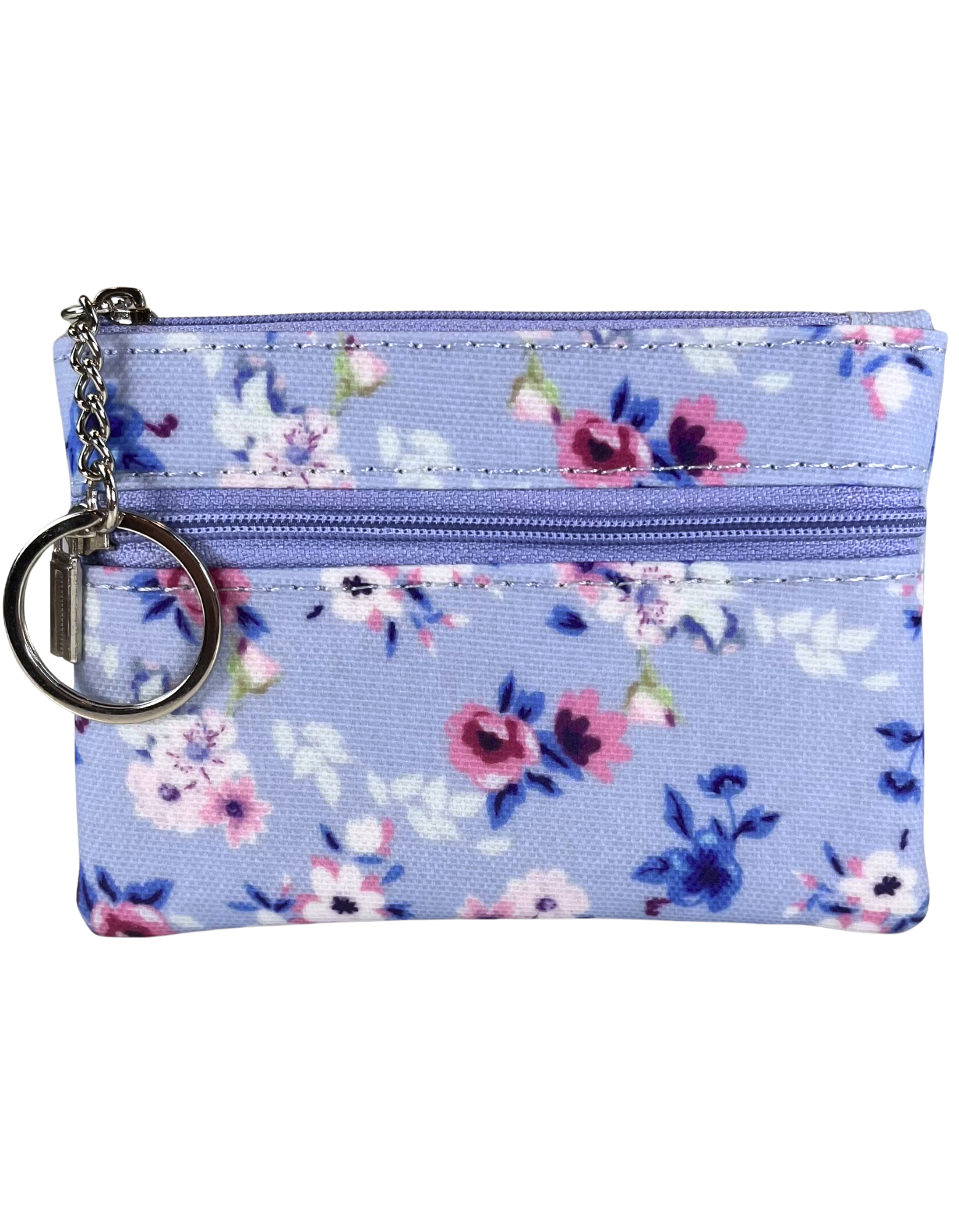 Coin Purse: Flowers in Periwinkle 2-Zip
