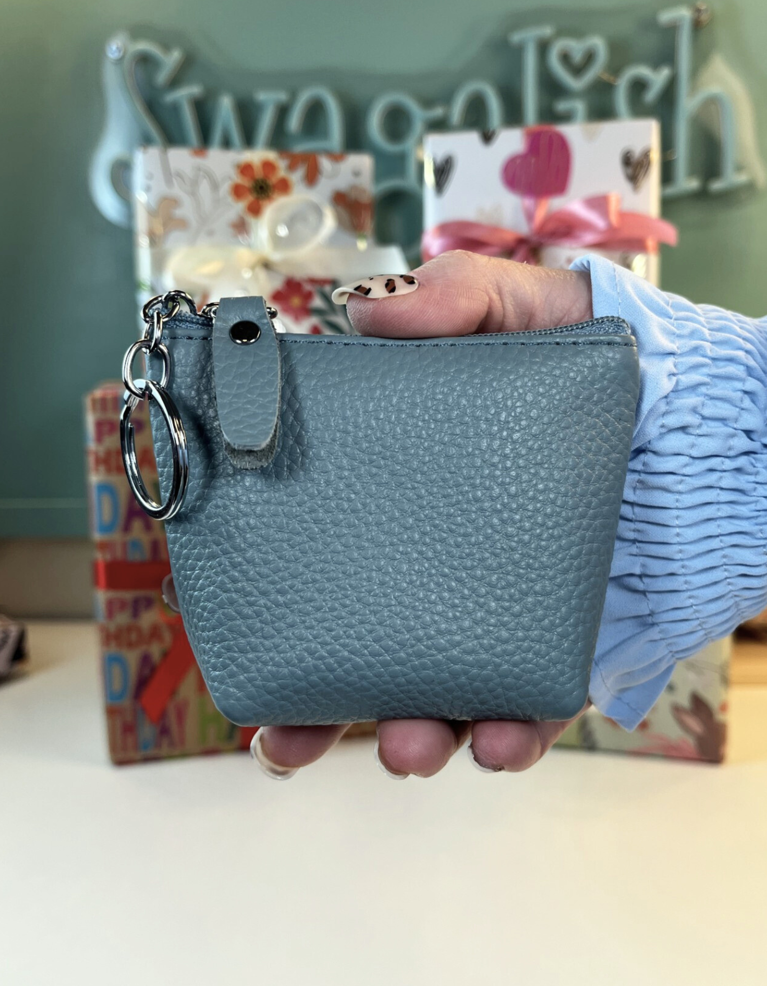 Mini Purse: Slate Blue Leather
