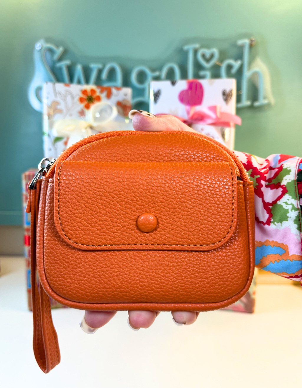 Mini Purse: Orange with Pocket