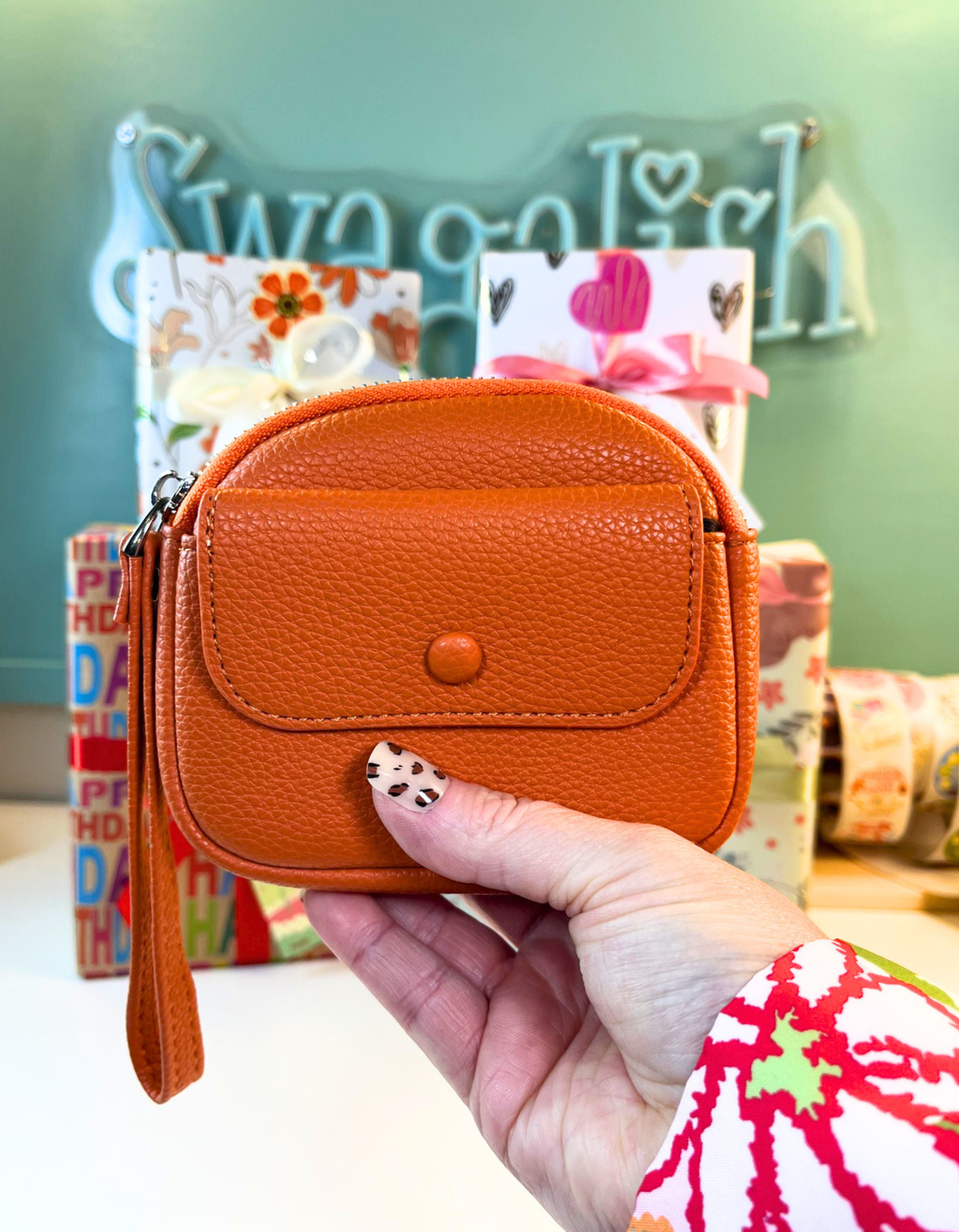 Mini Purse: Orange with Pocket