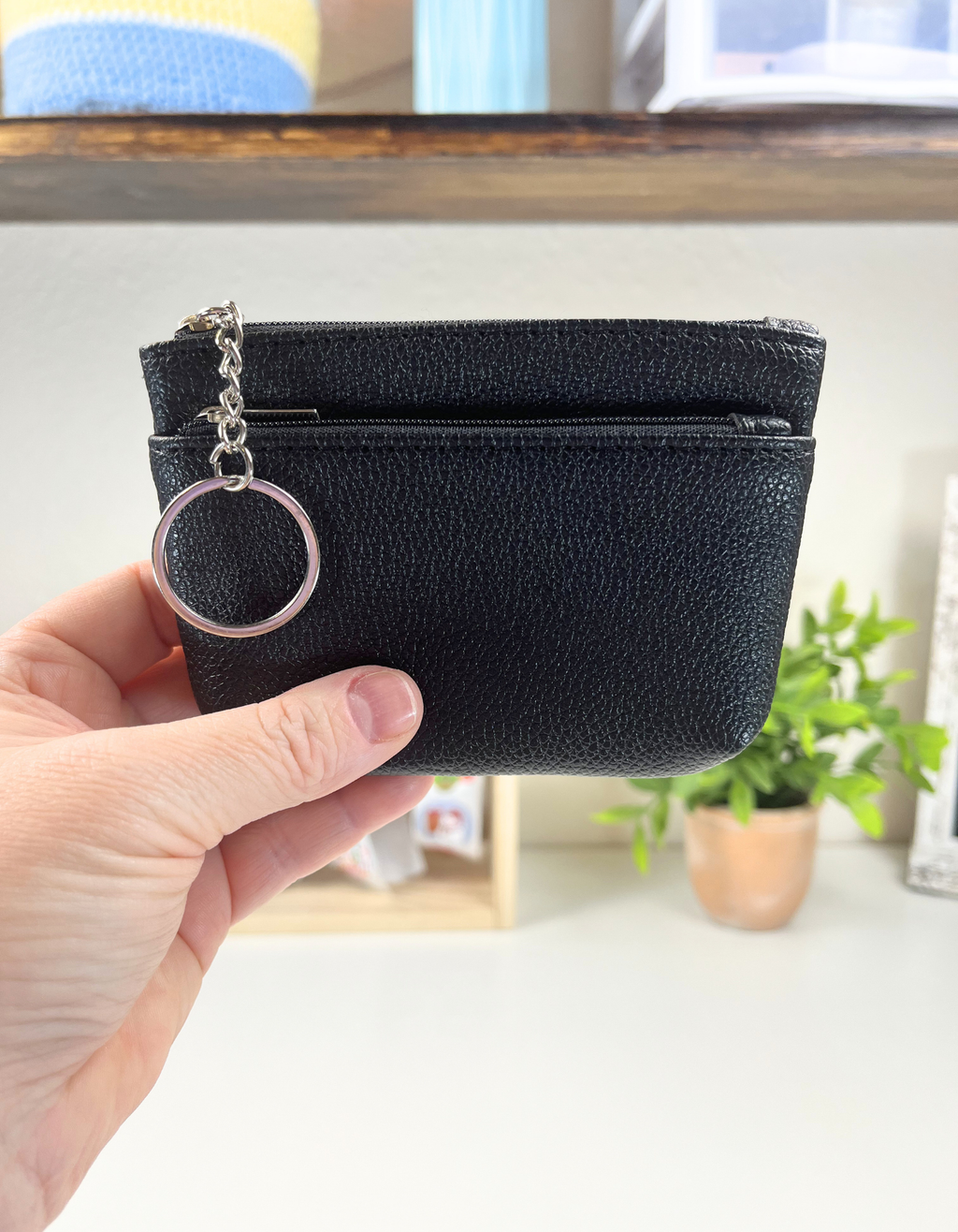 Coin Purse: Faux Leather 2-Zip