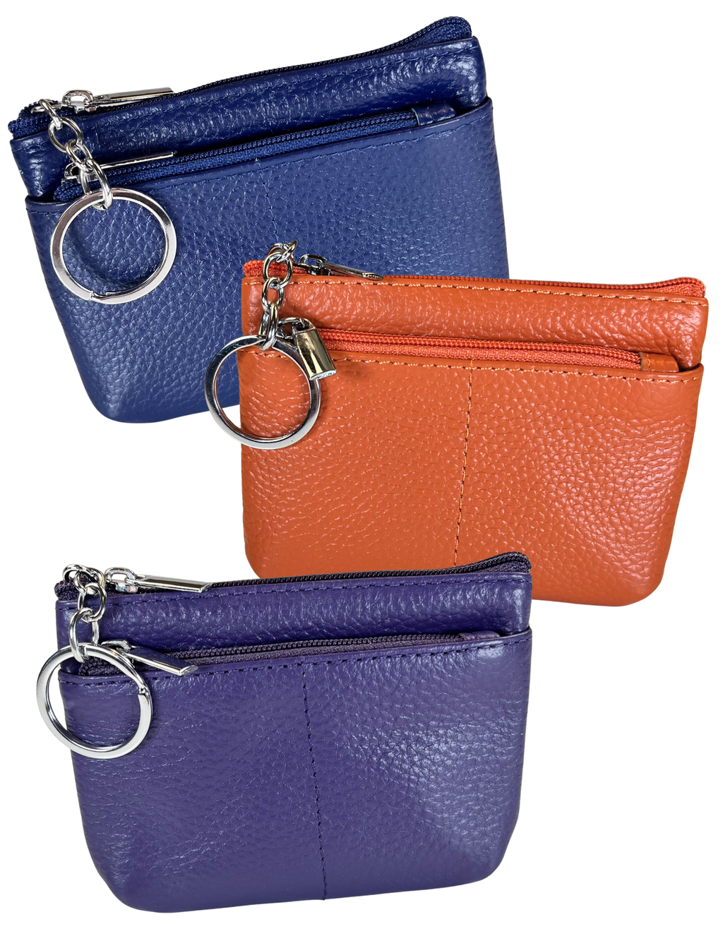 Coin Purse: Genuine Leather 2-Zip