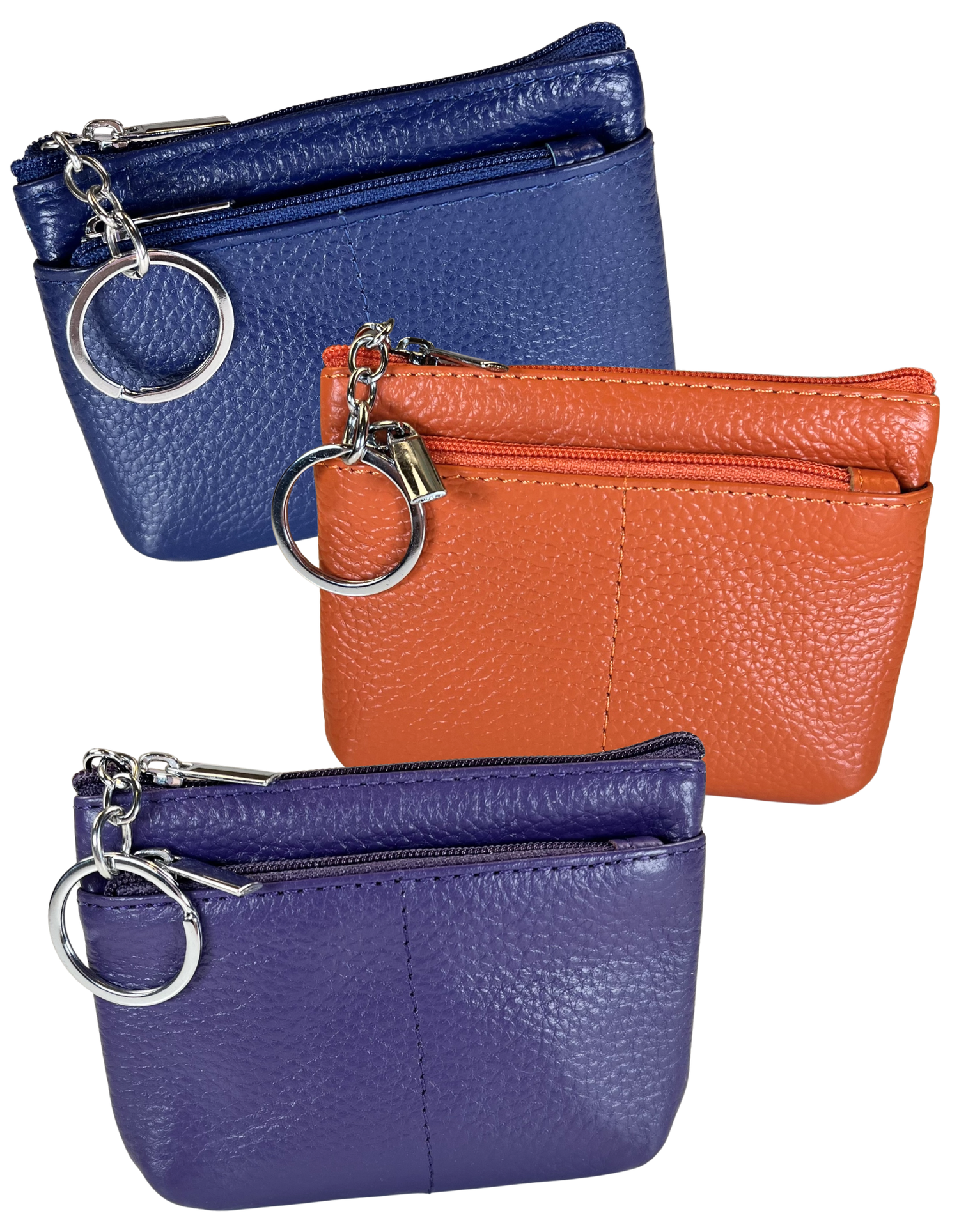 Coin Purse: Genuine Leather 2-Zip