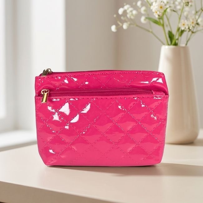 Coin Purse: Quilted Pink Passion 2-Zip