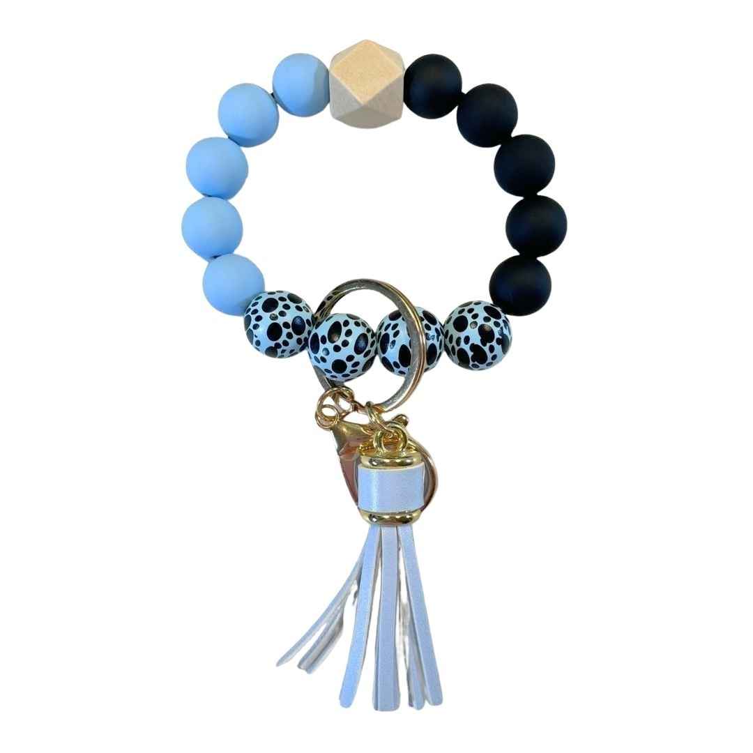 Wristlet-Beaded: Blue Paws