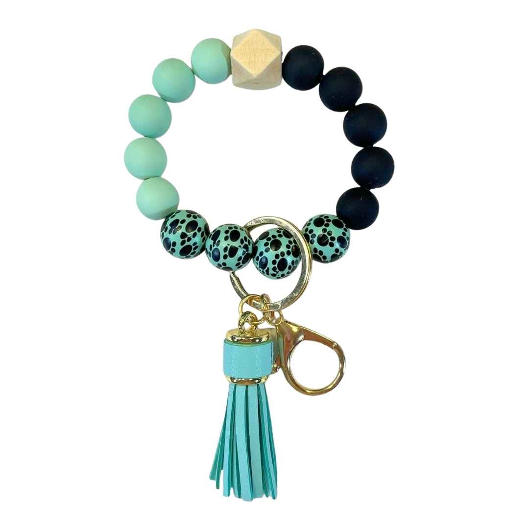 Wristlet-Beaded: Green Paws