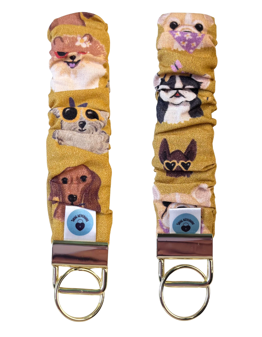 Wristlet-Scrunchie: Dogs in Gold 5-INCH