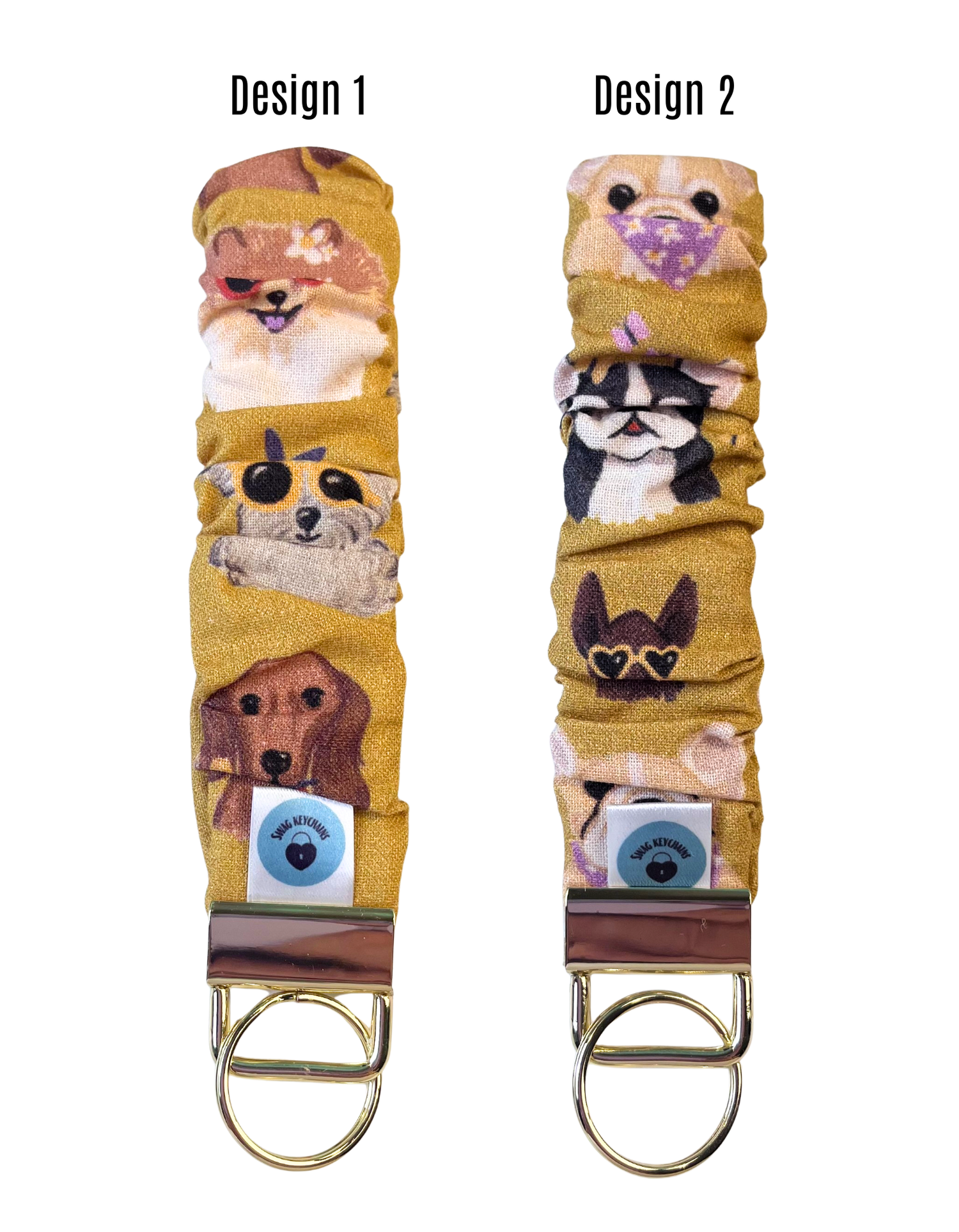 Wristlet-Scrunchie: Dogs in Gold 5-INCH