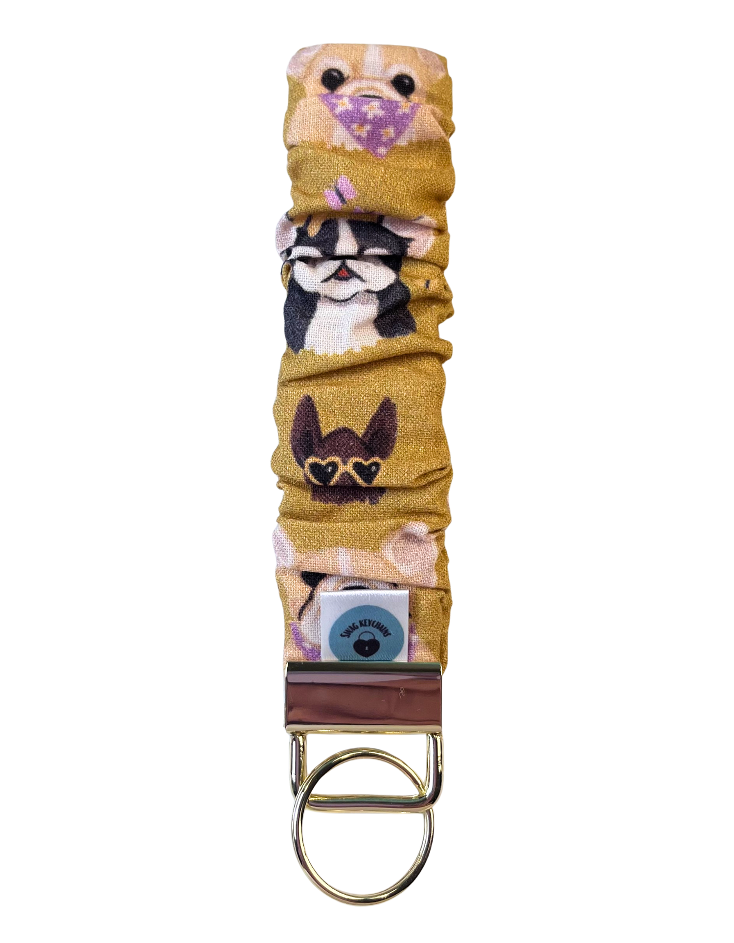 Wristlet-Scrunchie: Dogs in Gold 5-INCH