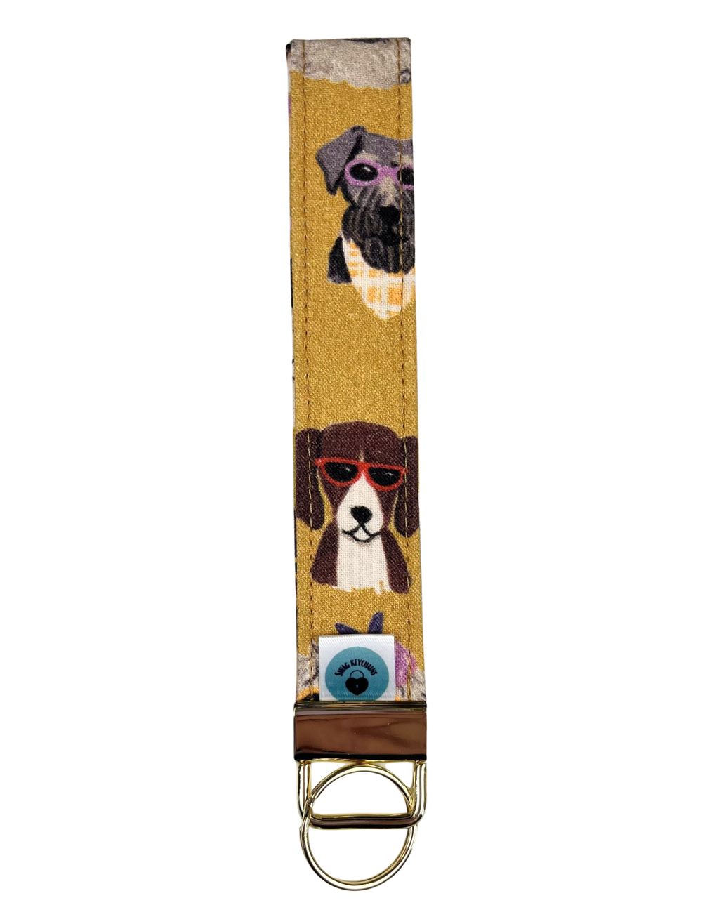 Wristlet-Strap: Dogs in Gold 6-INCH