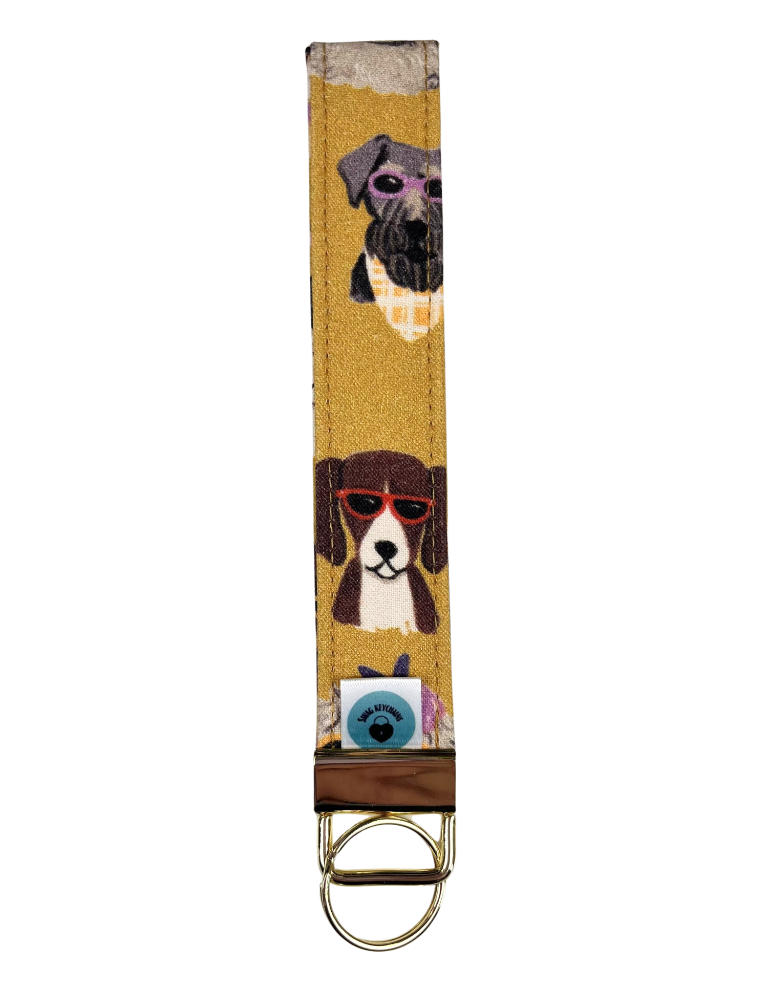 Wristlet-Strap: Dogs in Gold 6-INCH
