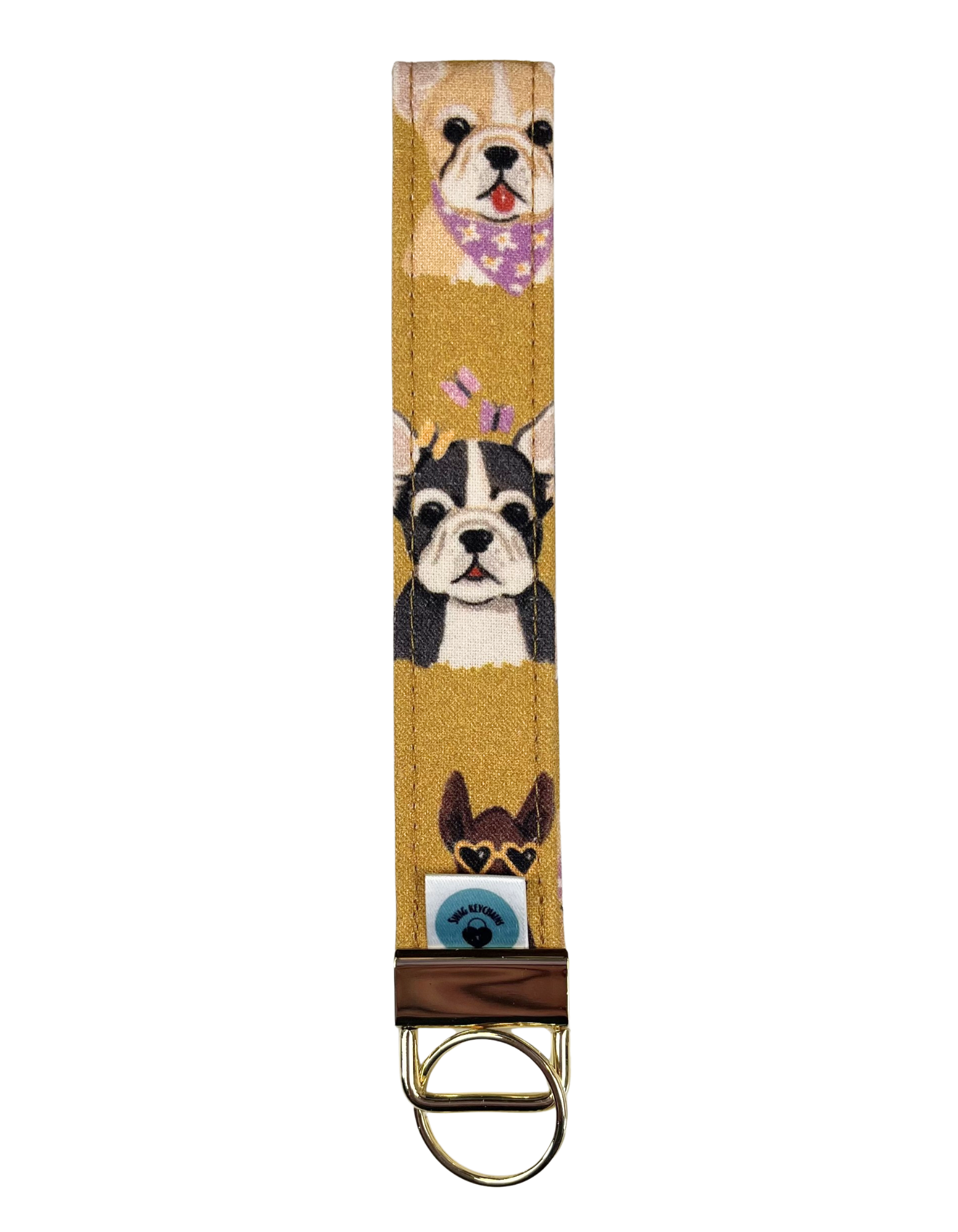 Wristlet-Strap: Dogs in Gold 6-INCH