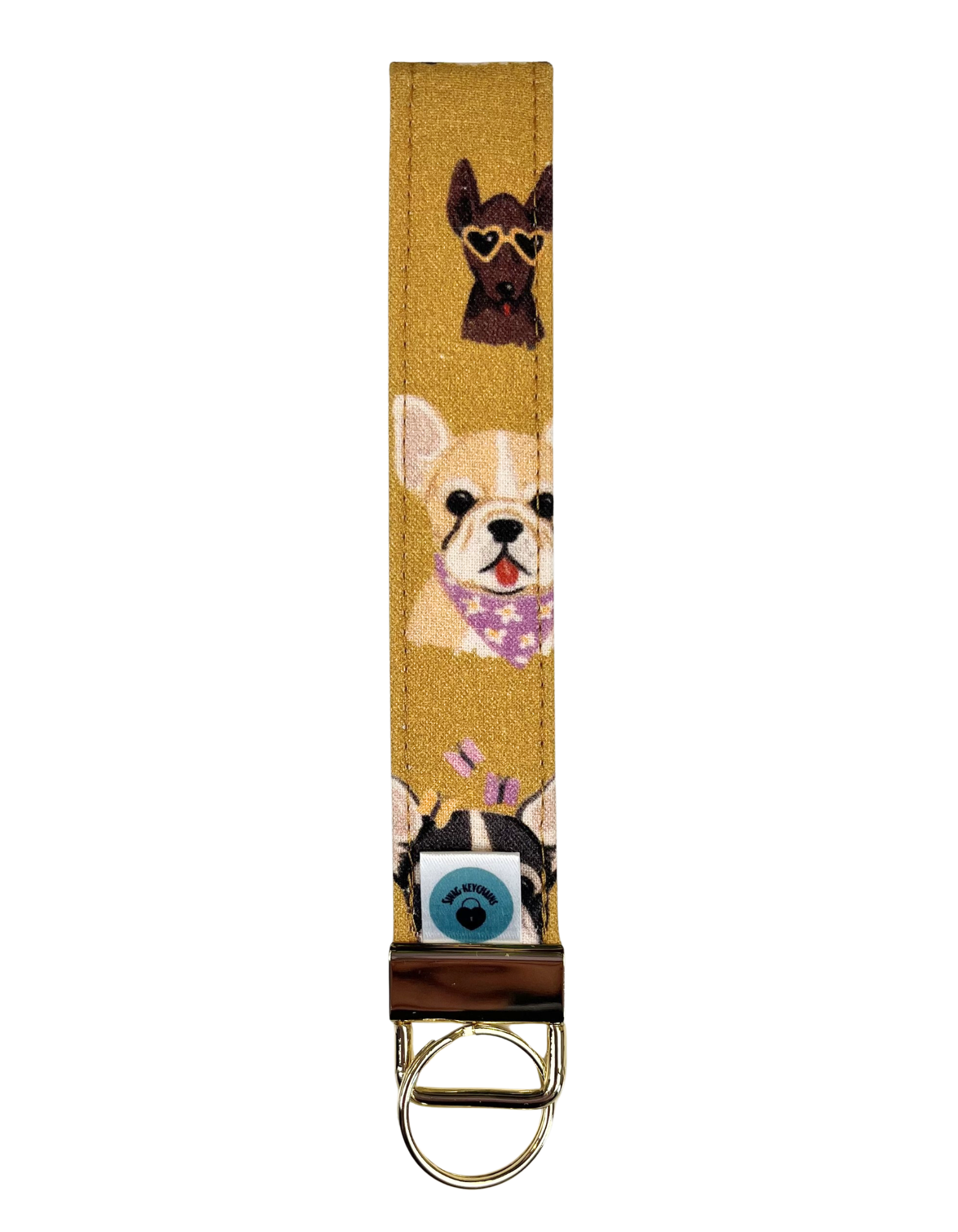Wristlet-Strap: Dogs in Gold 6-INCH