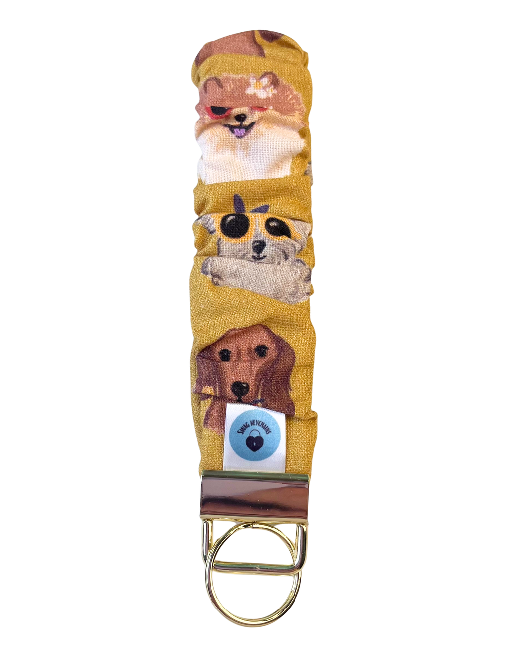 Wristlet-Scrunchie: Dogs in Gold 5-INCH
