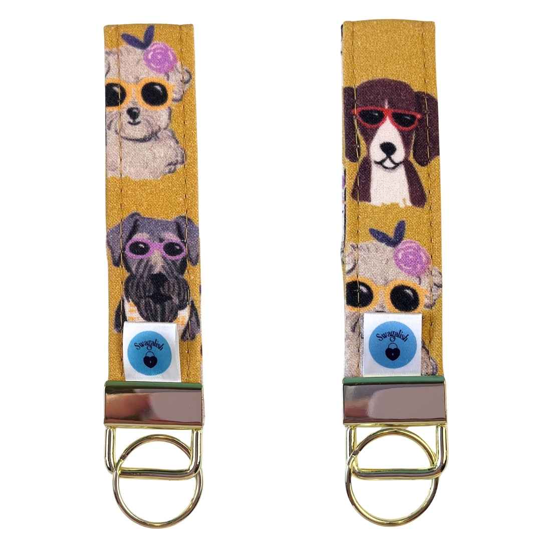 Wristlet-Strap: Dogs in Gold 4-INCH