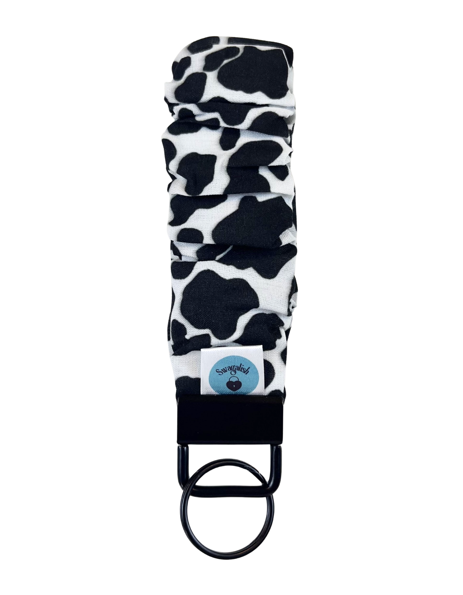 Wristlet-Scrunchie: Cow Print in Black