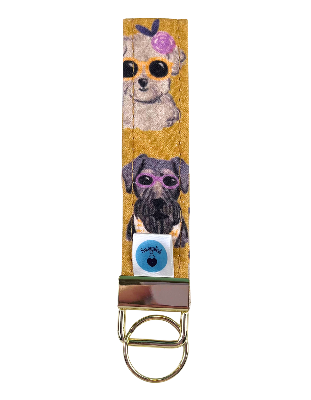 Wristlet-Strap: Dogs in Gold 4-INCH
