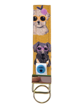 Wristlet-Strap: Dogs in Gold 4-INCH