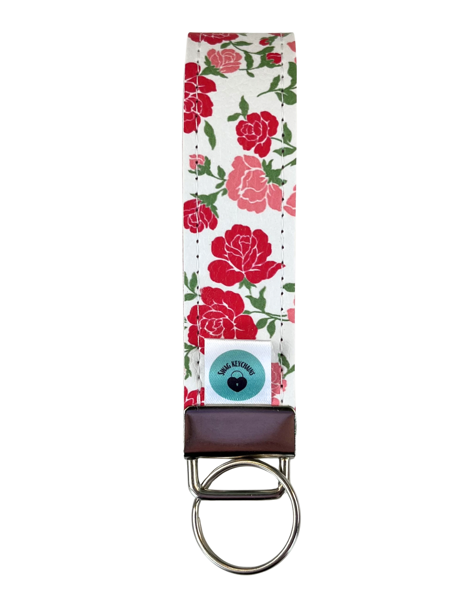Wristlet-Faux Leather: Roses in Pink