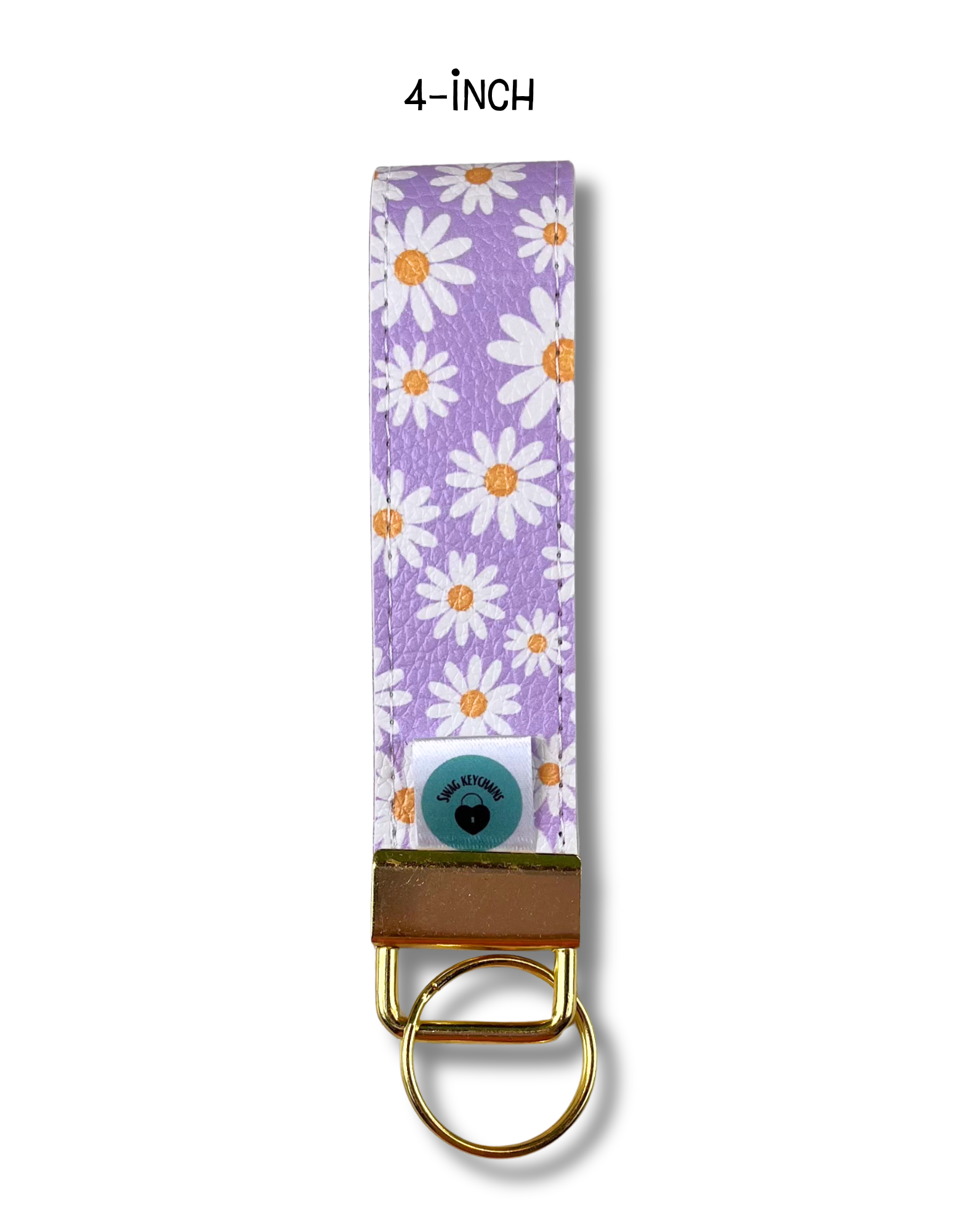 Wristlet-Faux Leather: Daisies in Lilac