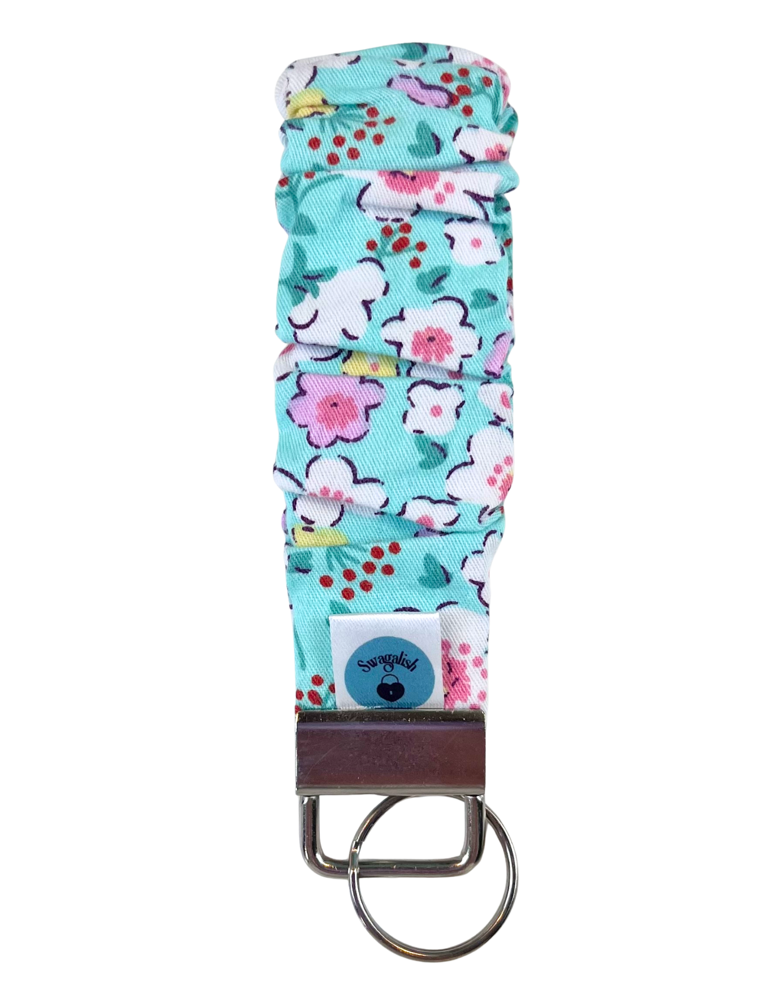 Wristlet-Scrunchie: Flowers in Cyan