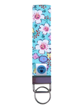 Wristlet-Strap: Flowers in Cyan
