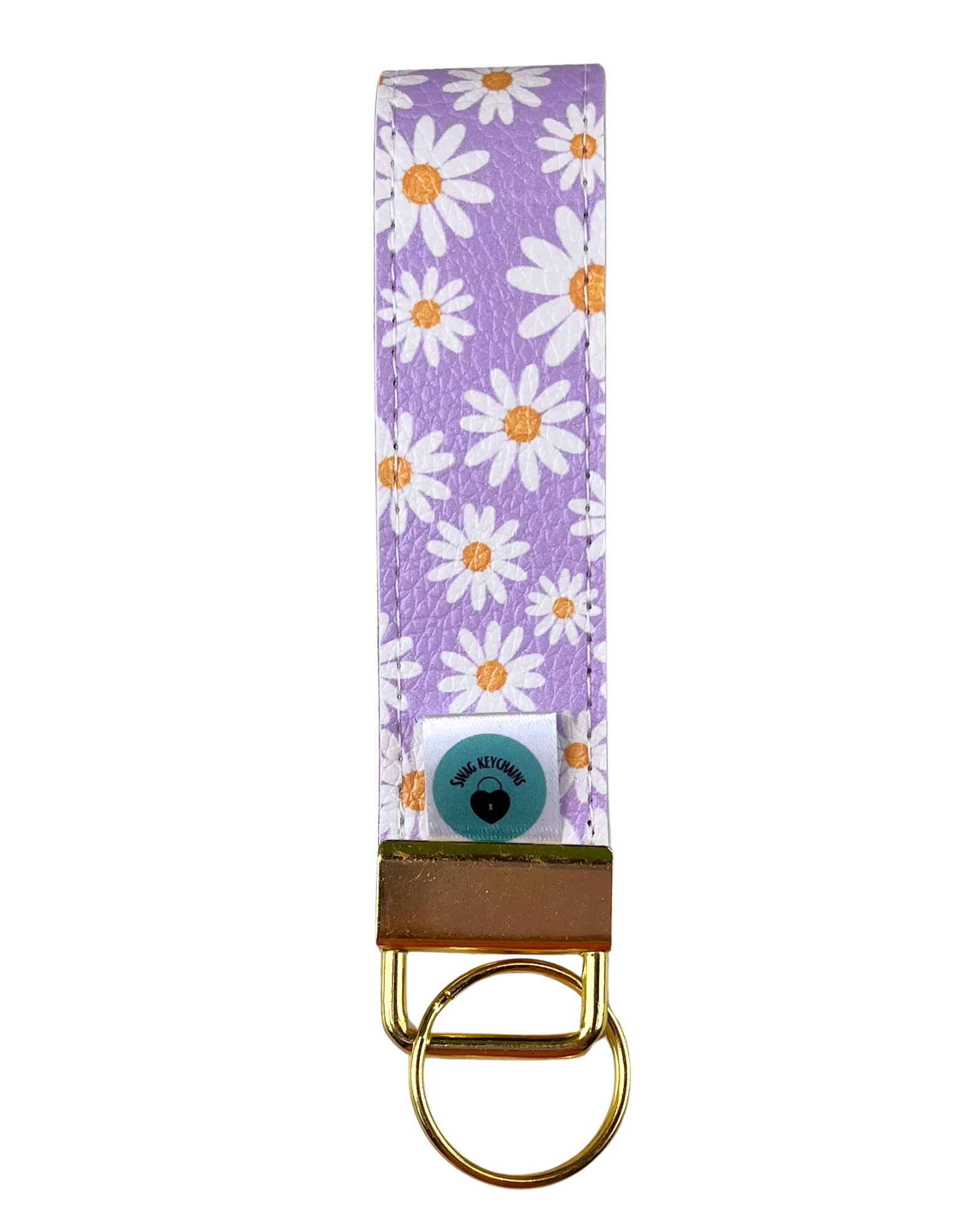 Wristlet-Faux Leather: Daisies in Lilac