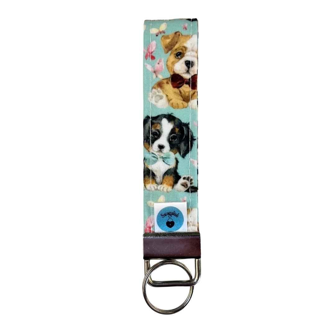 Wristlet-Strap: Dogs in Minty Blue 1