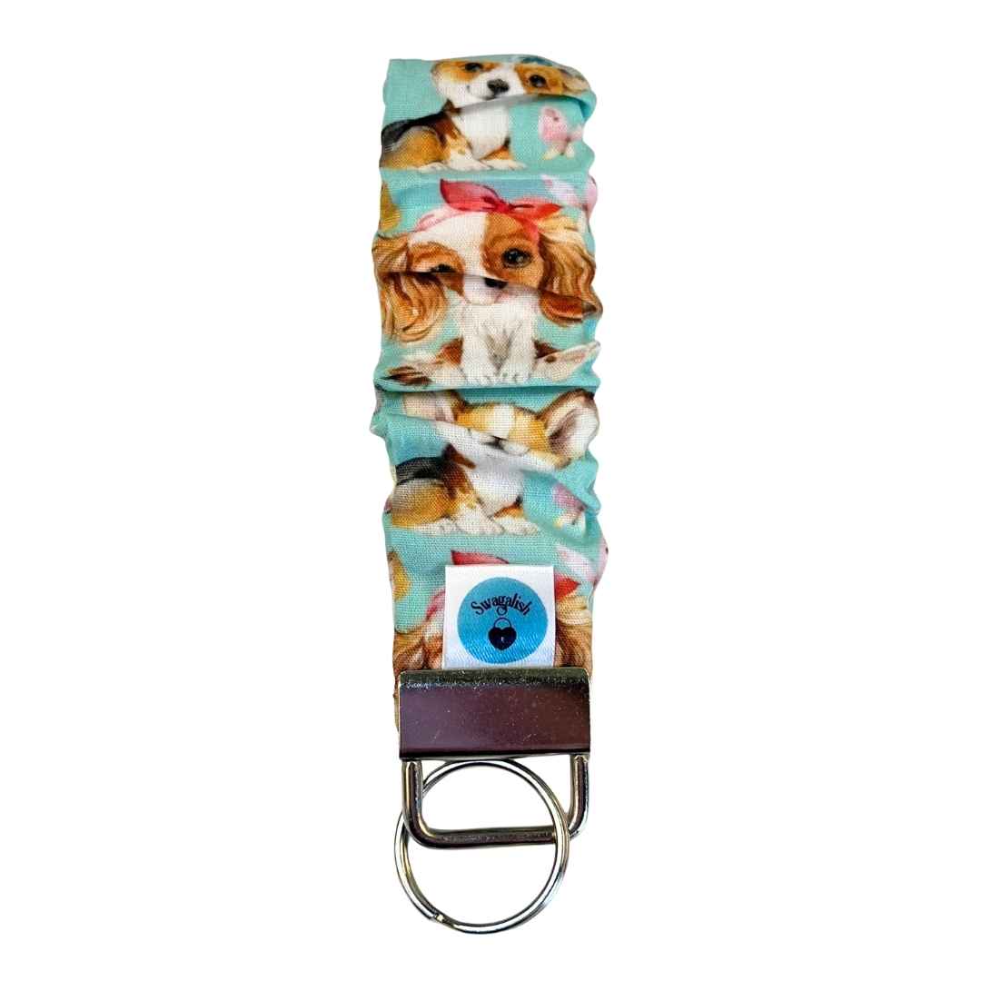 Wristlet-Scrunchie: Dogs in Minty Blue 2