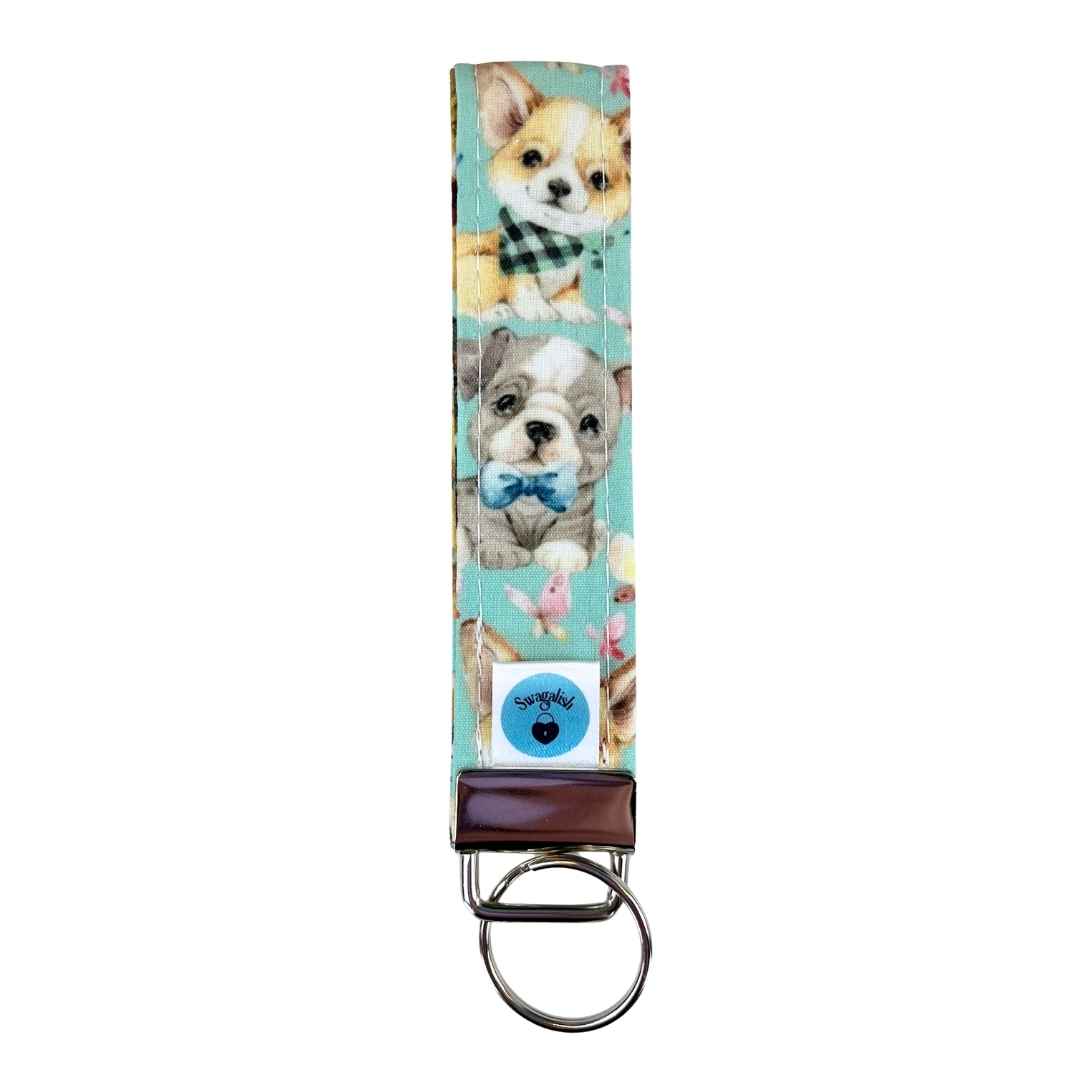 Wristlet-Strap: Dogs in Minty Blue 2