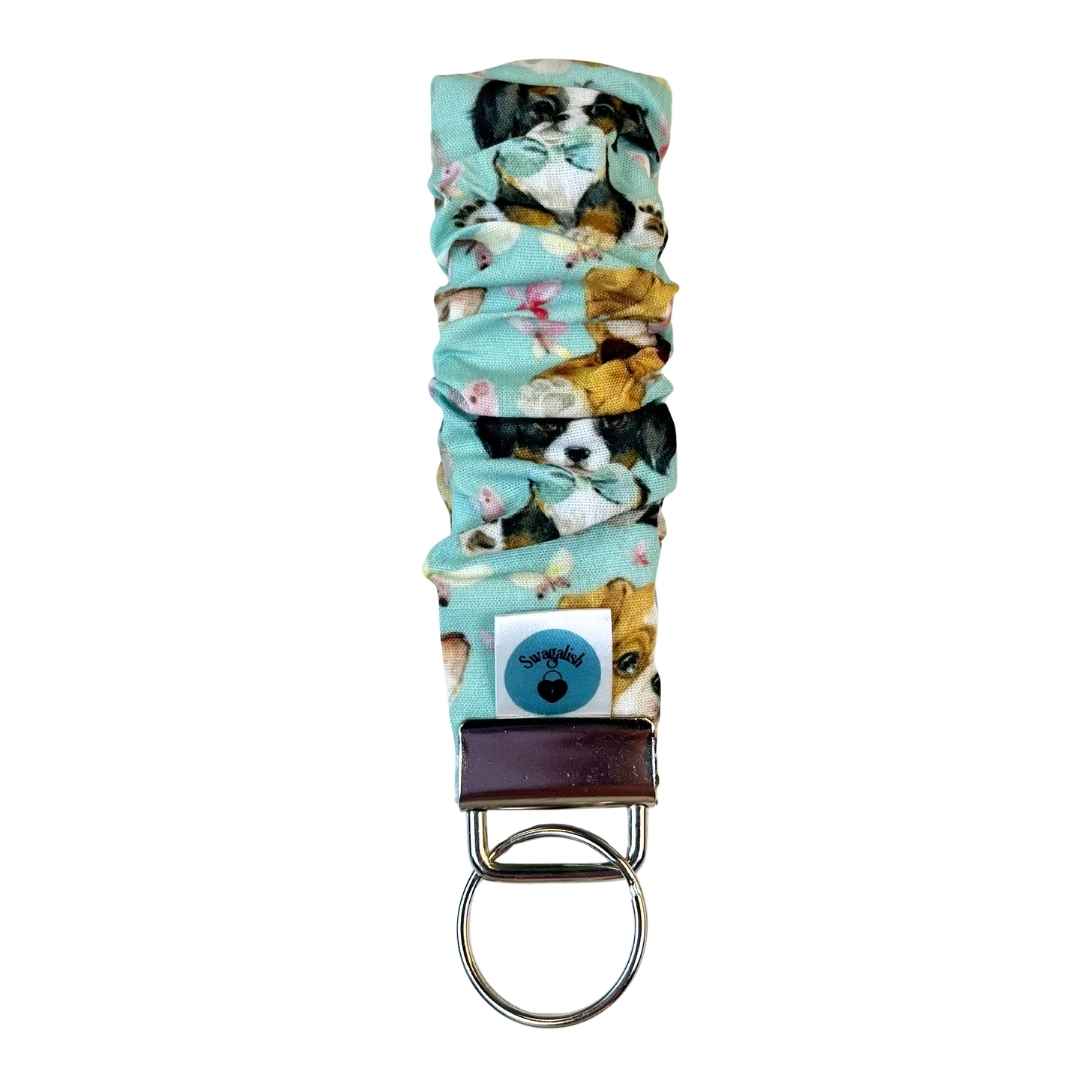 Wristlet-Scrunchie: Dogs in Minty Blue 1