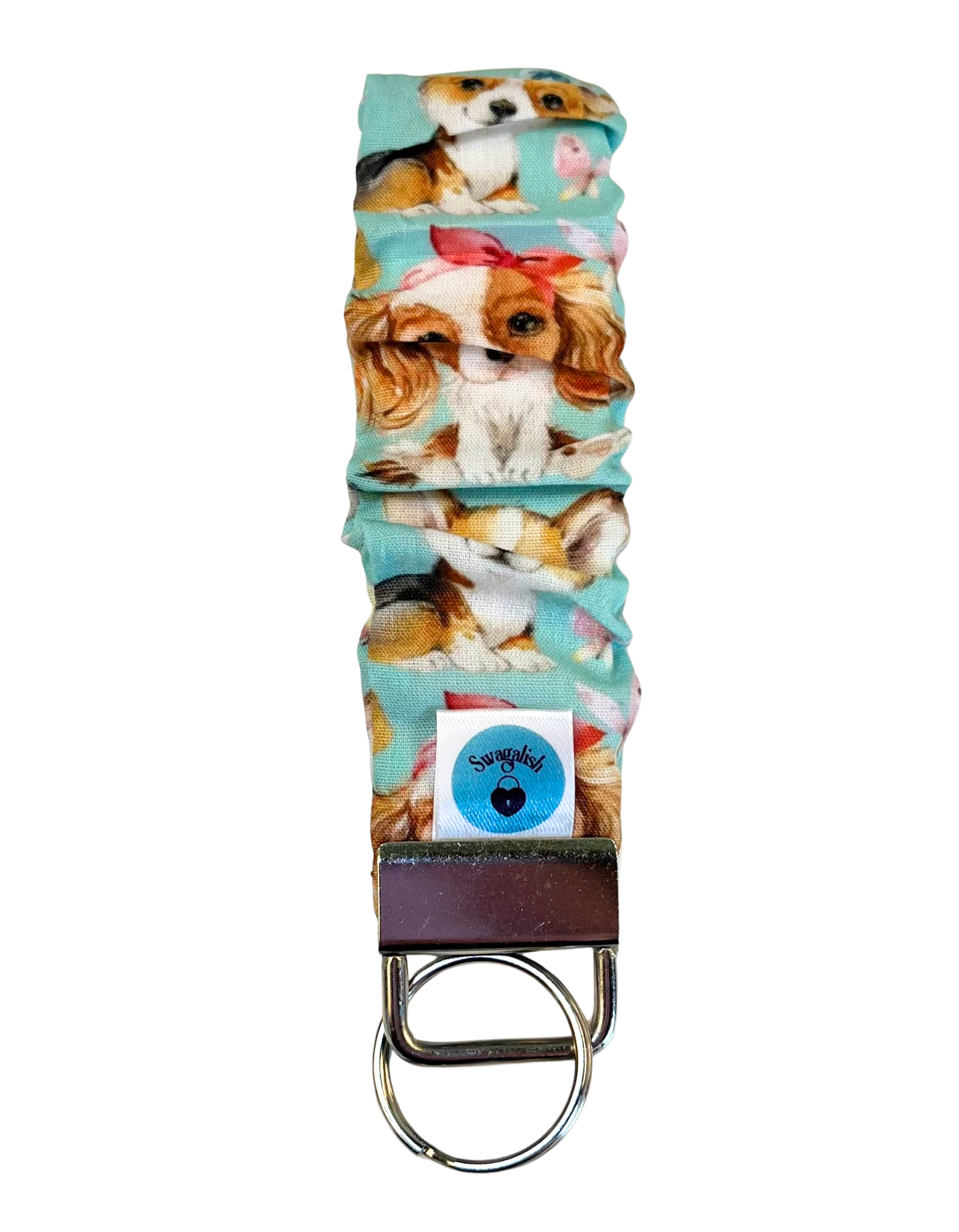 Wristlet-Scrunchie: Dogs in Minty Blue 2