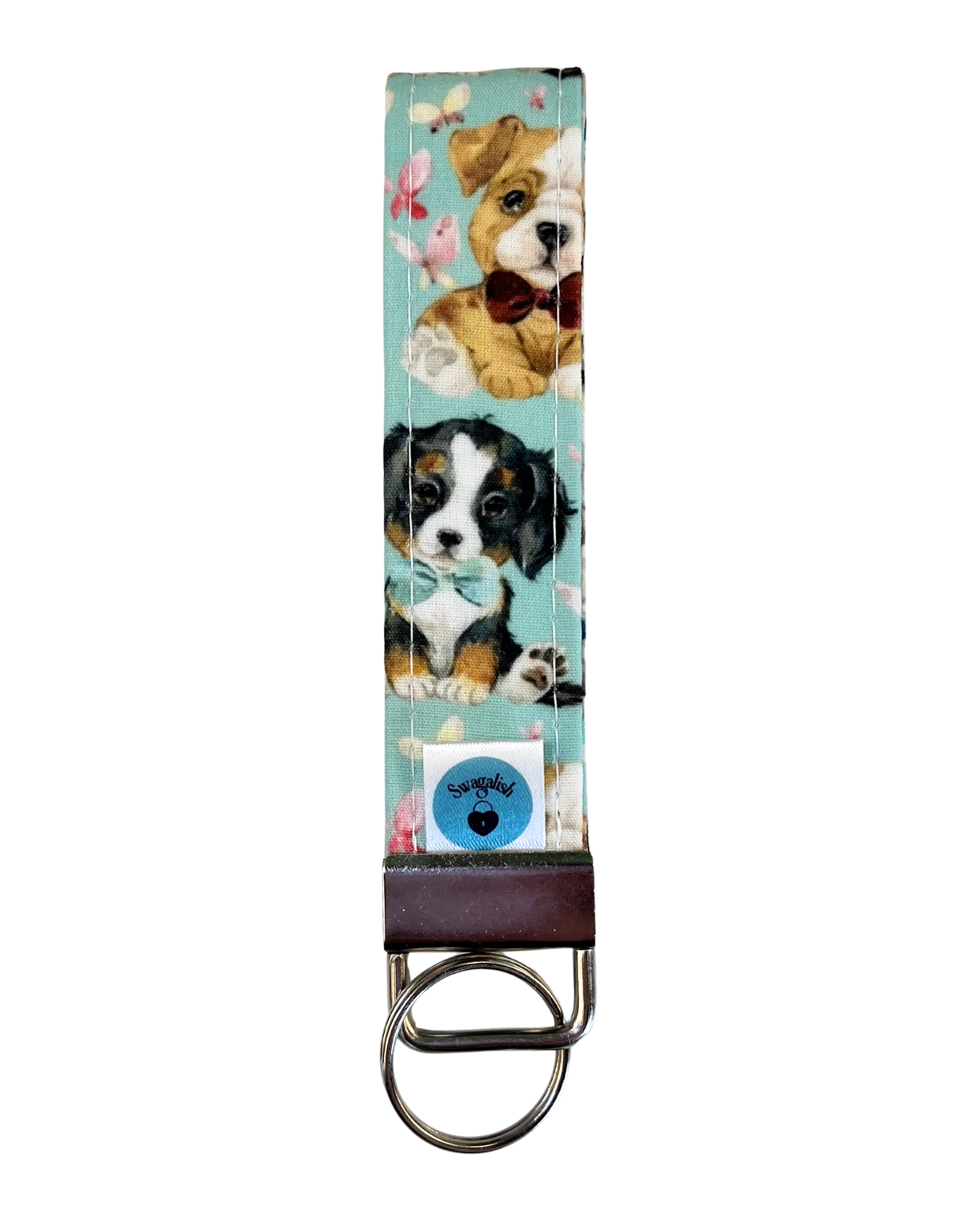 Wristlet-Strap: Dogs in Minty Blue 1