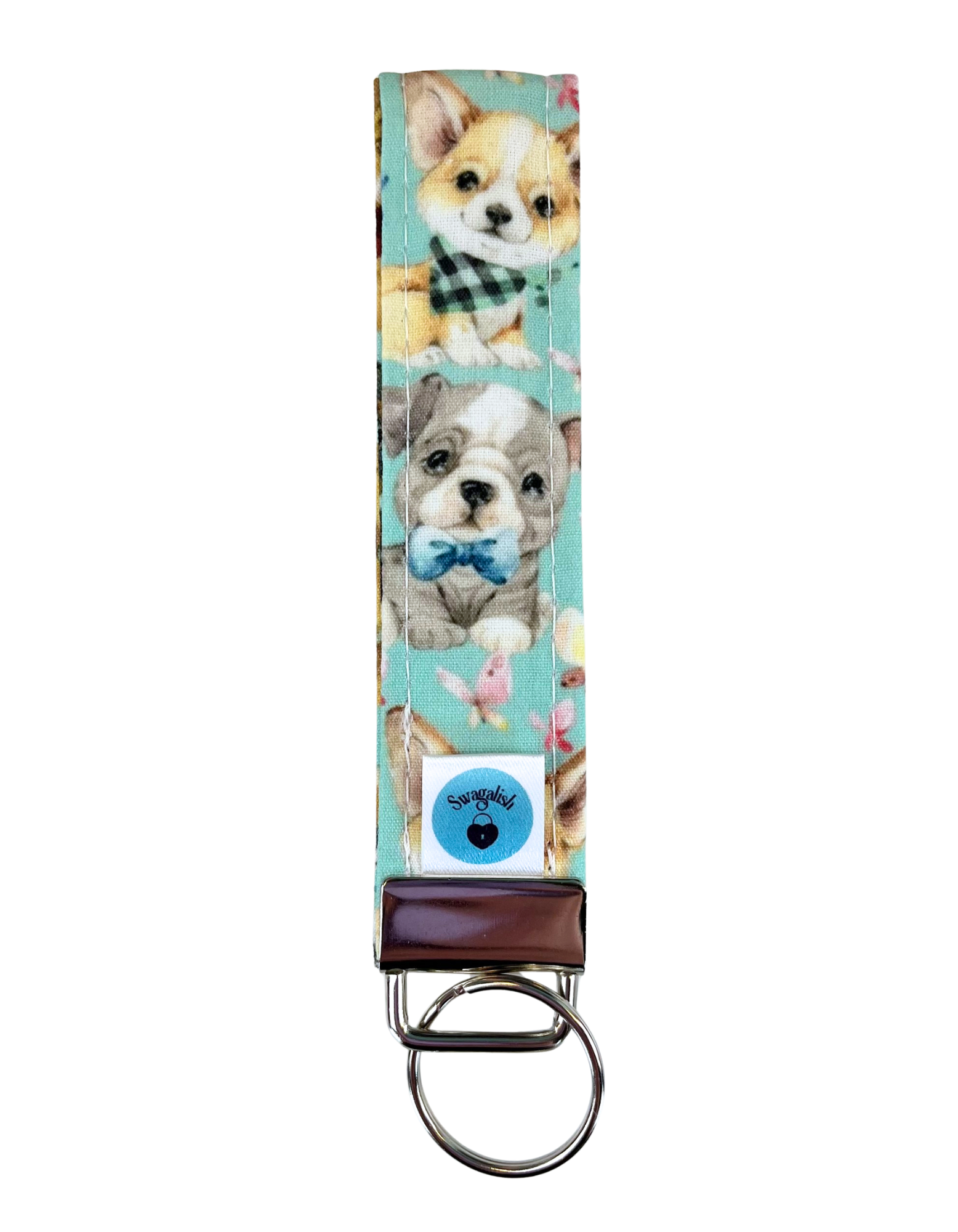 Wristlet-Strap: Dogs in Minty Blue 2