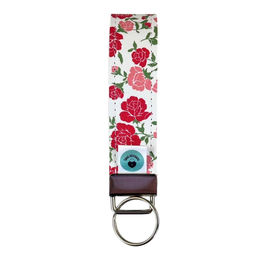 Wristlet-Faux Leather: Roses in Pink