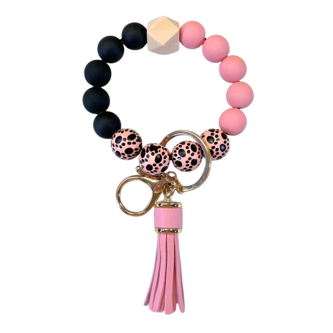 Wristlet-Beaded: Pink Paws
