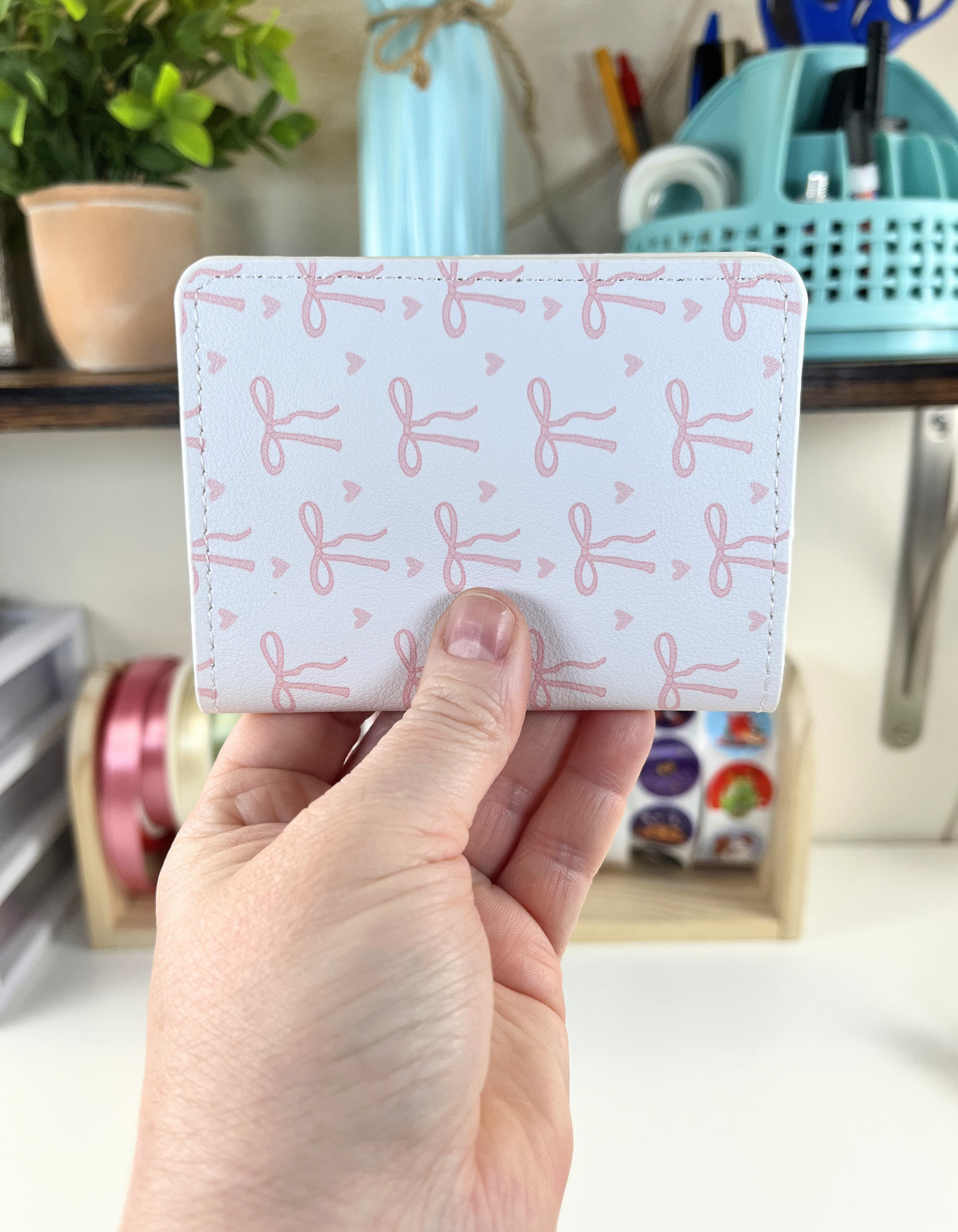 Cardholder Wallet: Bows in Pink Blush