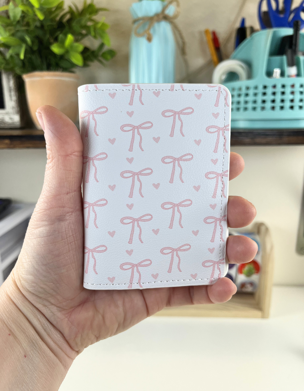 Cardholder Wallet: Bows in Pink Blush