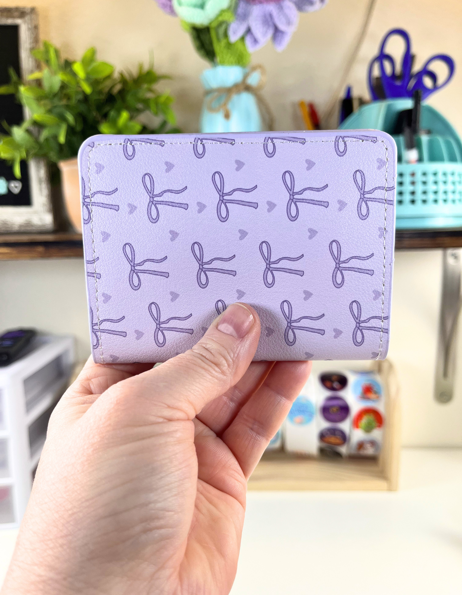 Cardholder Wallet: Bows in Lavender