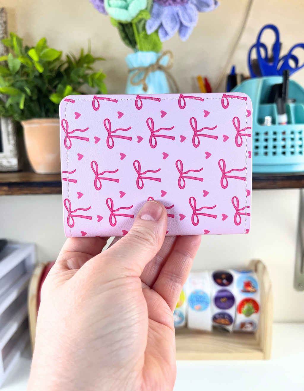 Cardholder Wallet: Bows in Pink Passion