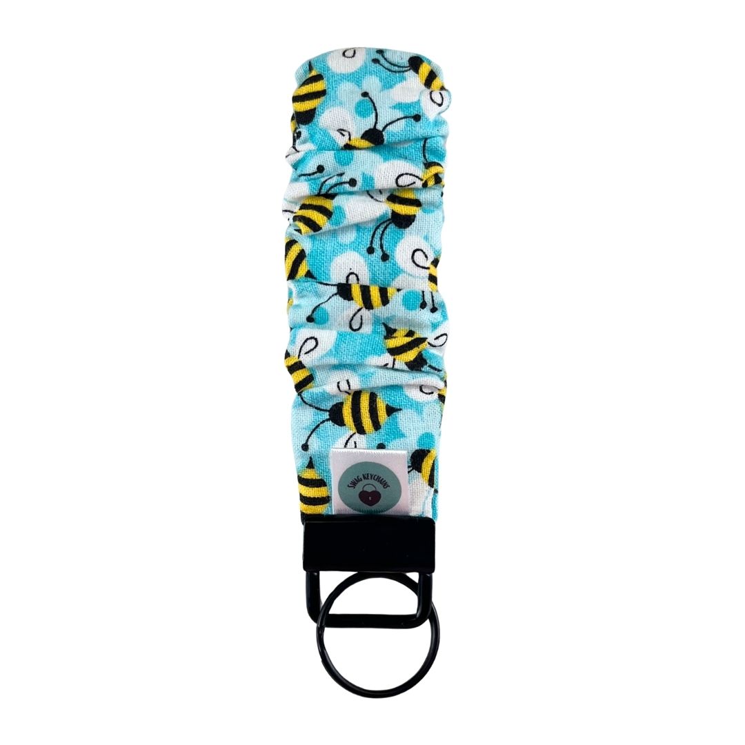 Wristlet-Scrunchie: Blue Bees