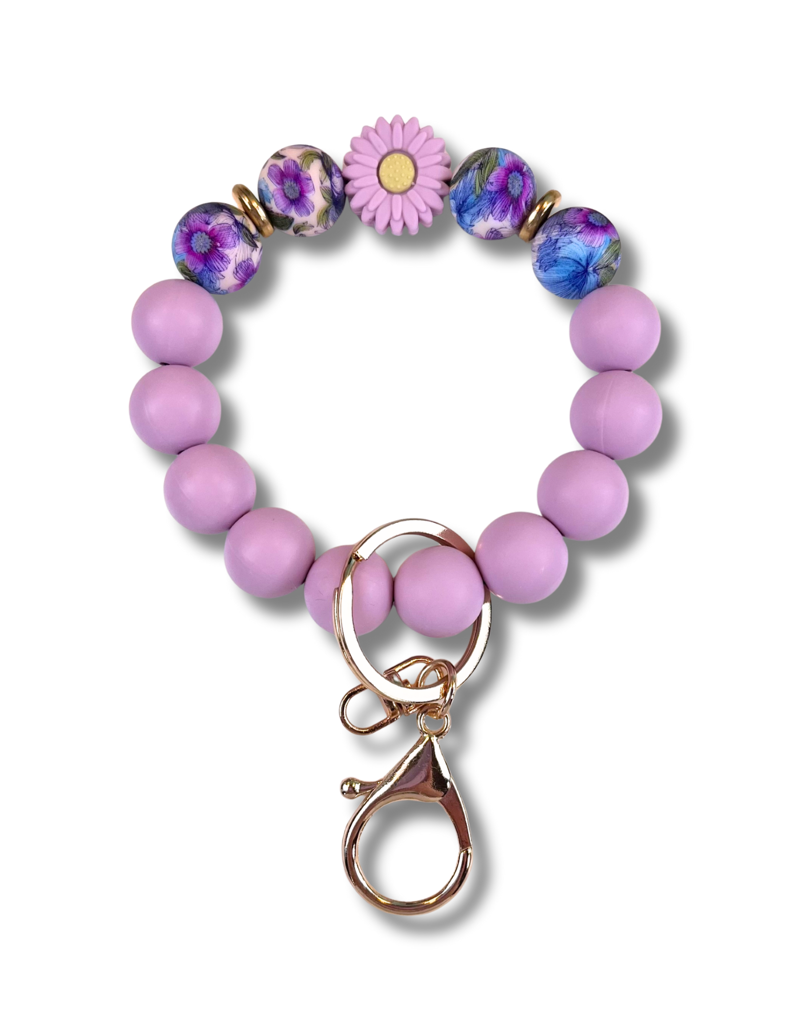 Wristlet-Beaded: Daisies in Lilac