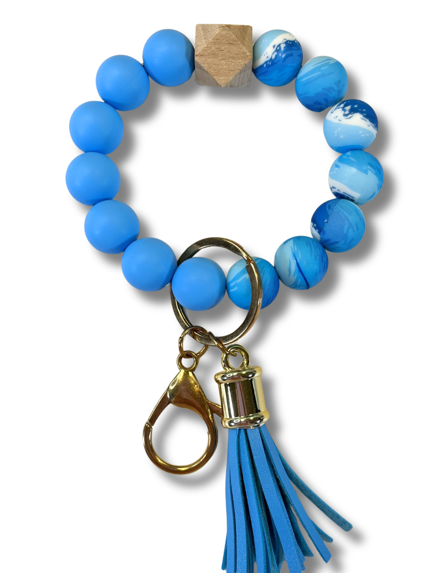 Beaded Wristlet: Blue Ocean Waves